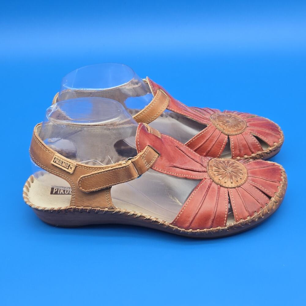 Pikolinos Puerto Vallarta Sandals Women’s 8.5 / EU 39 Sandia Red Leather - Picture 5 of 12